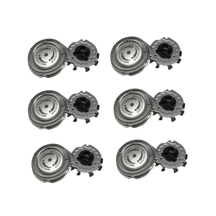 Set of mesh razor blade cartridges with circular heads and black cutter mounts