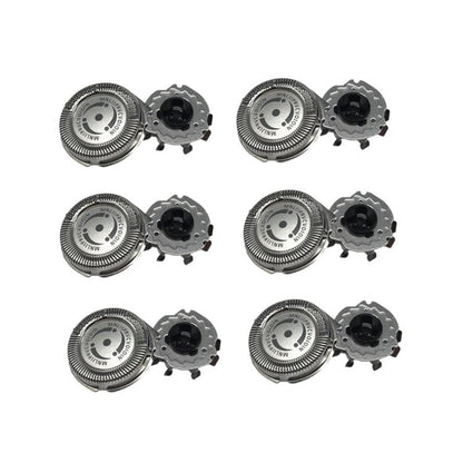 Set of mesh razor blade cartridges with circular heads and black cutter mounts
