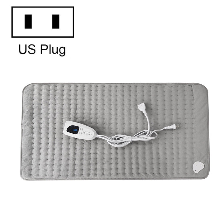 Electric heating pad blanket in light gray with controller and cord, rectangular 60x30cm