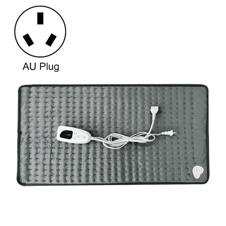 Electric heating pad blanket in dark gray with controller and cord, rectangular 60x30cm