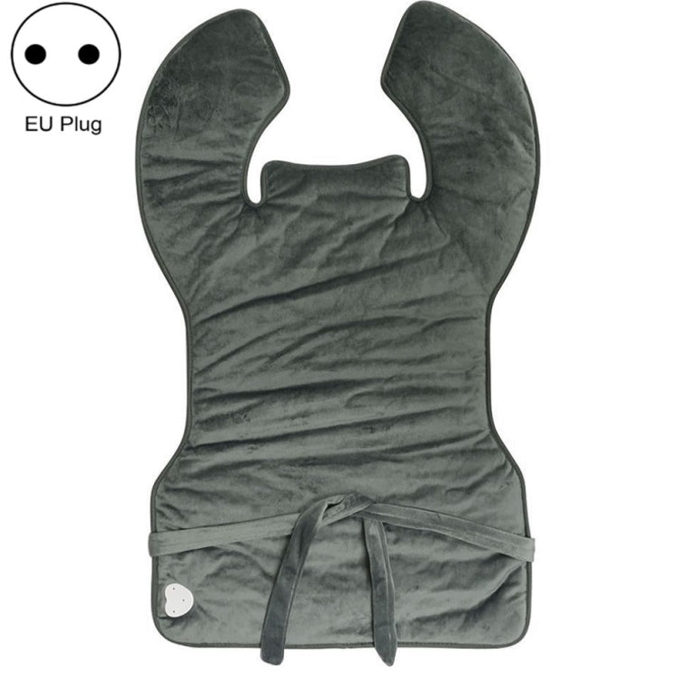 Heated shoulder and neck guard vest in dark gray with tie waist and small control module