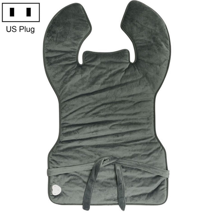 Heated shoulder and neck guard vest in dark gray with tie waist and control module