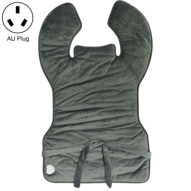 Heated shoulder and neck guard vest in dark gray with tie waist and small control module