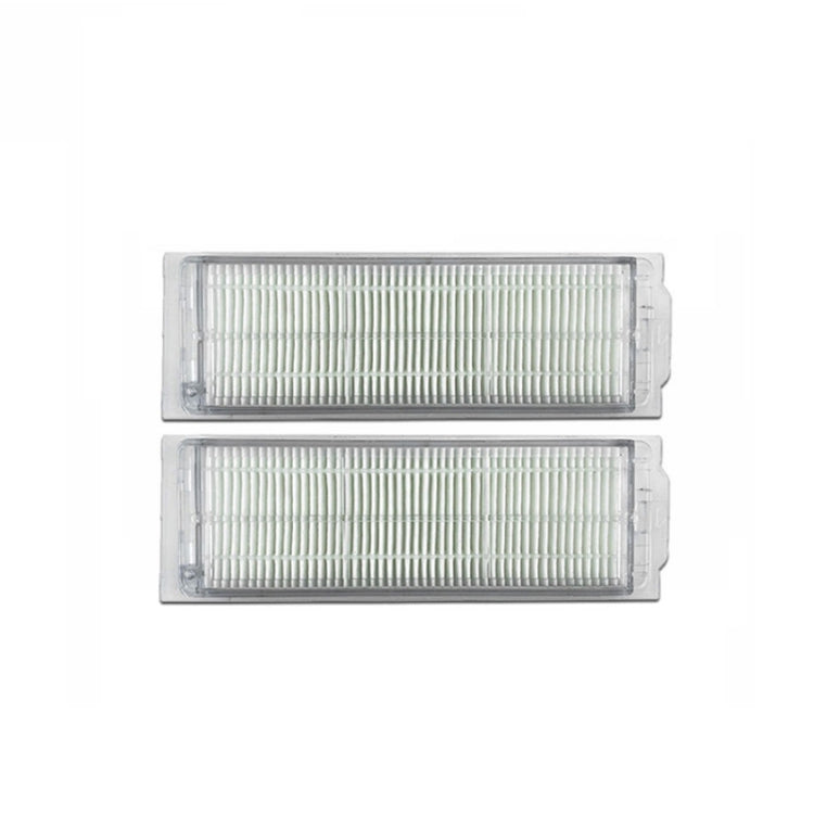 Vacuum cleaner HEPA-style filters, two rectangular units in clear housing