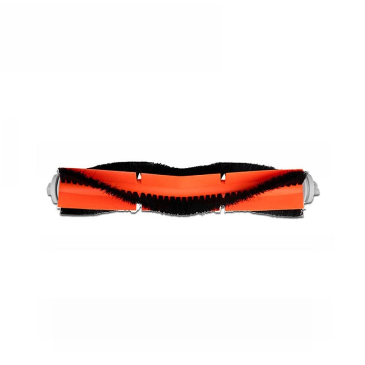 Vacuum cleaner main brush with black bristles and orange dirt bar