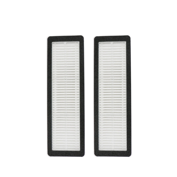 Pair of rectangular vacuum filters with white pleated media and black frames