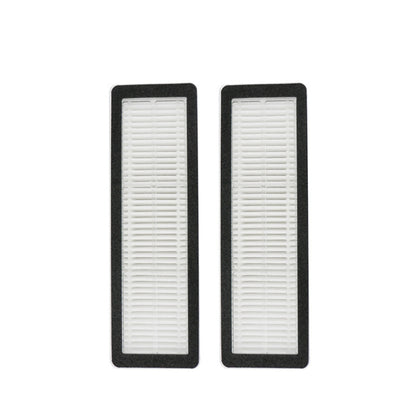 Pair of rectangular vacuum filters with white pleated media and black frames