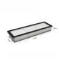Rectangular vacuum filter with white pleated media in clear plastic frame