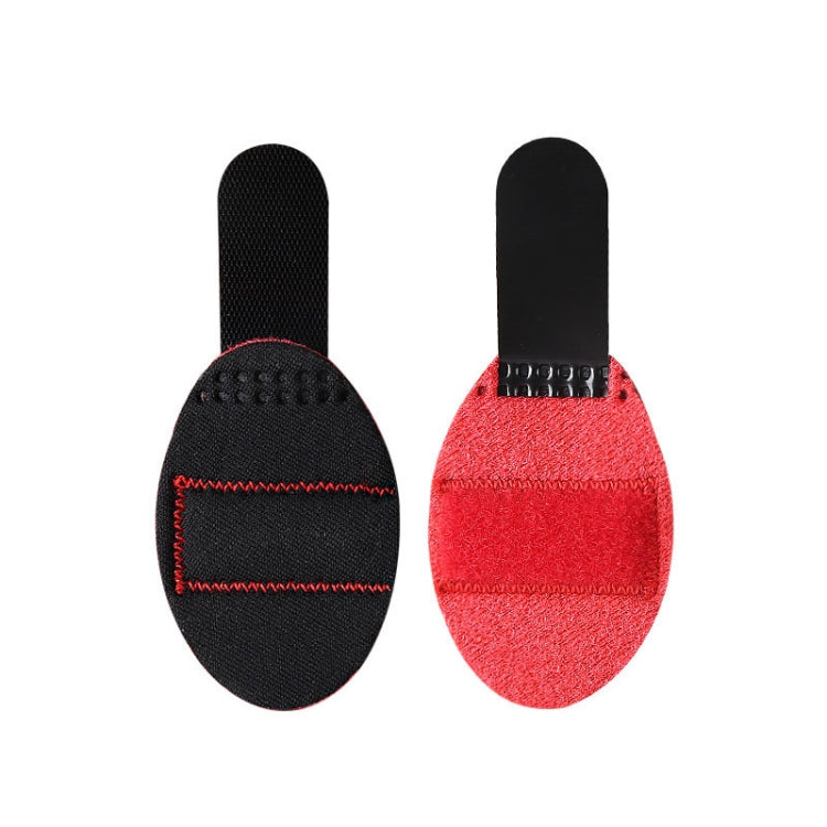 Red and black finger strap protectors with padded oval guard and elastic band