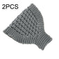Wool-knit headband ear warmer, light gray, wide triangle shape