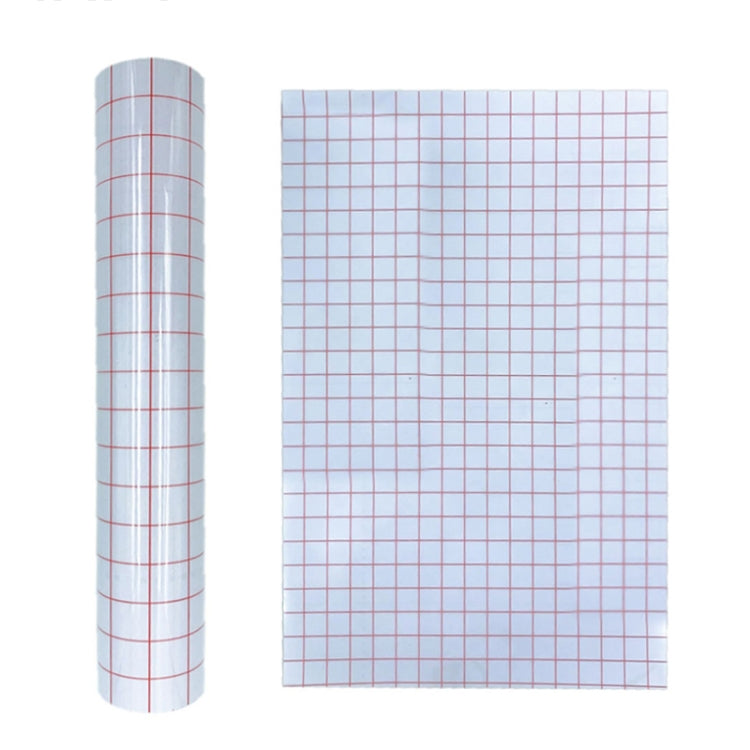 Clear lattice positioning transfer film sheet with red grid lines on transparent PVC