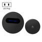 Black round wireless doorbell with US plug, black sound slot and small chime button