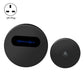 Black round wireless doorbell with UK plug, black sound slot and small chime button