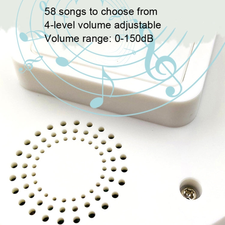 White doorbell speaker grille holes with mounting screw and top cover partially visible