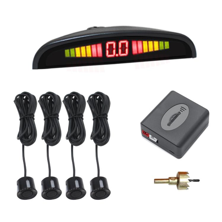 Car parking sensor system with LCD display, buzzer module, four black sensors and wiring
