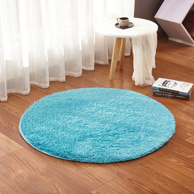 Blue round plush pet electric heating pad with soft fuzzy pile