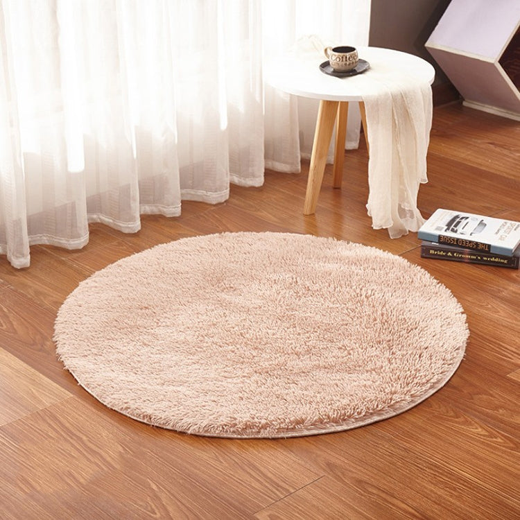 Light beige round plush pet electric heating pad for warmth