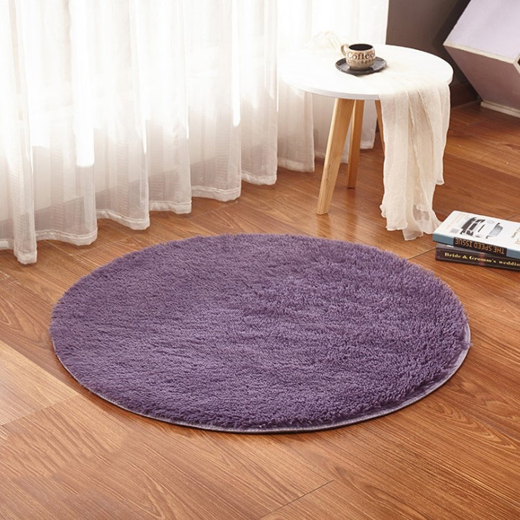Purple round plush pet electric heating pad with stitched edge