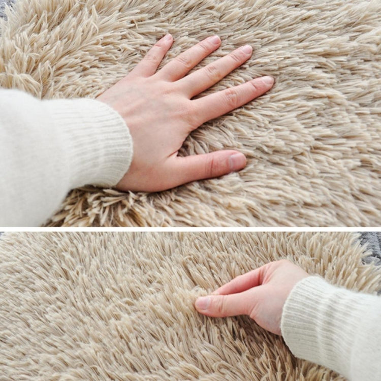 Beige short-plush pet electric heating pad with soft shag texture