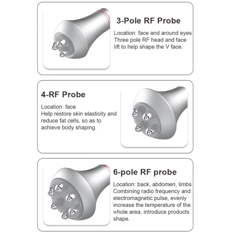 RF probe attachments set: 3-pole, 4-RF, and 6-pole for face and body