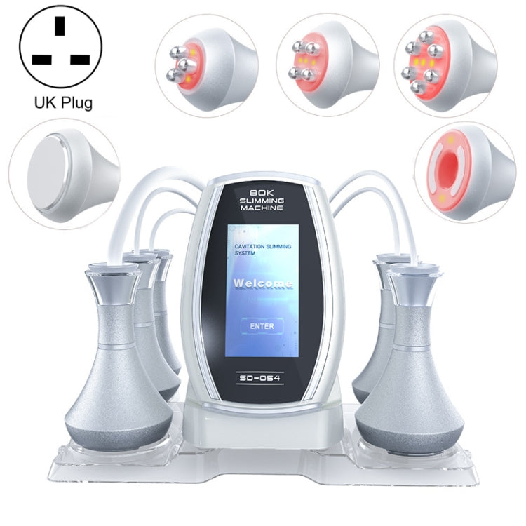 At-home slimming machine with silver-toned trim screen, UK plug, dual handle heads
