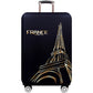 Elastic anti-dust luggage cover with France Paris Tower print, front view