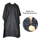 Black waterproof barber apron cape with simple pullover neck and hem