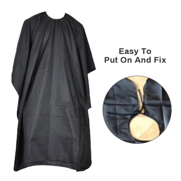 Black waterproof barber apron cape with simple pullover neck and hem