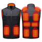 Gray heated cotton vest displayed front and back with illuminated orange segments