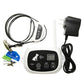 Wireless dog fence shock collar transmitter kit with antenna, receiver collar, and power adapter