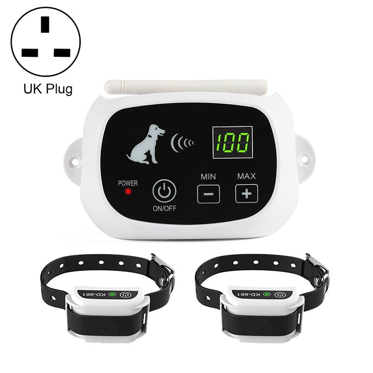 Wireless electric dog shock collar set with controller and three receivers, UK plug