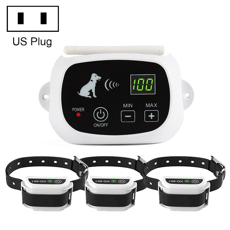 Wireless electric dog shock collar set with controller and three receivers, US plug
