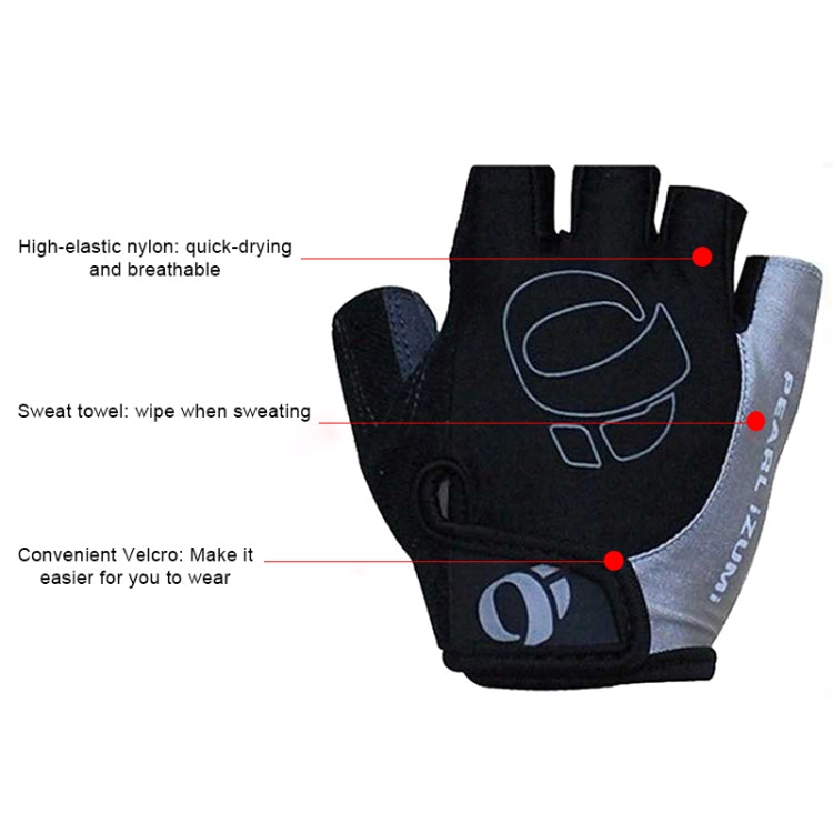 Half-finger cycling gloves with hook-and-loop wrist closure and padded palm