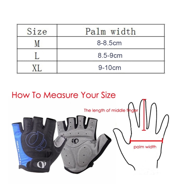 Half-finger cycling gloves with silicone grip pads, black and blue