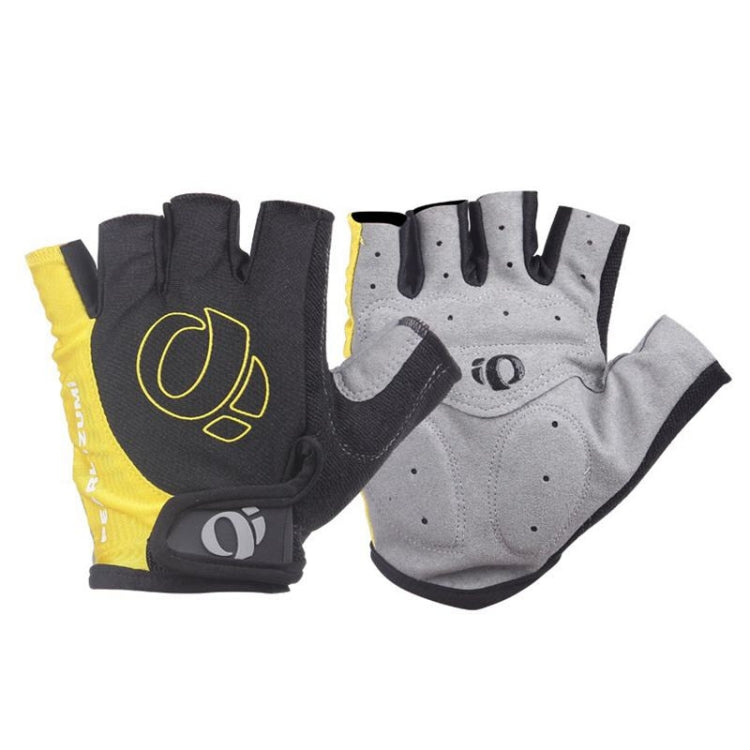 Cycling half-finger gloves set, black and light gray with yellow sleeve stripe