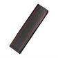 Car seat belt shoulder cover protector in dark textured leather with red double stitching