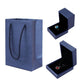 Blue PU leather jewelry gift bag and small jewelry boxes, each with jewelry inside