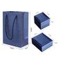 Blue PU leather gift bag with matching small jewelry boxes shown together