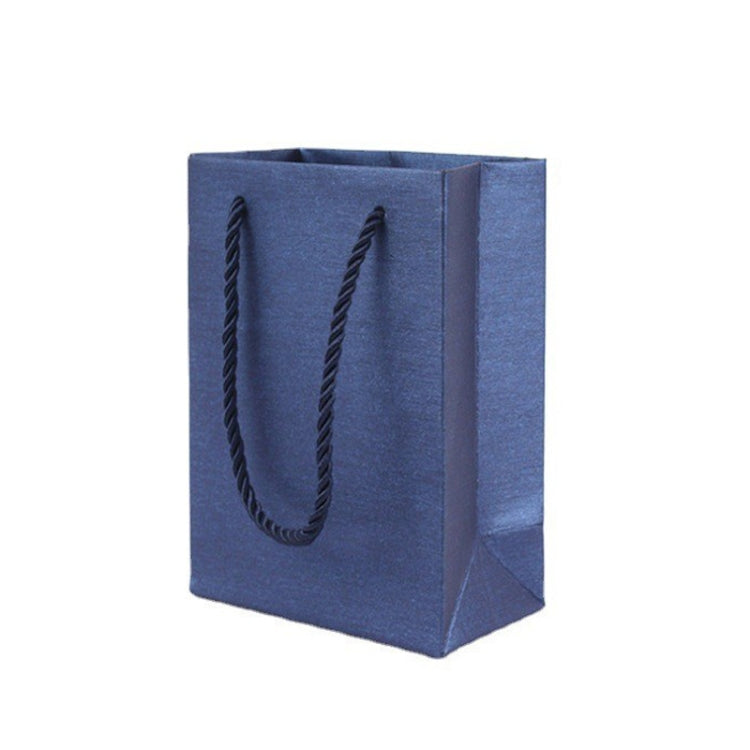 Royal blue PU leather gift bag with rope handles and squared top