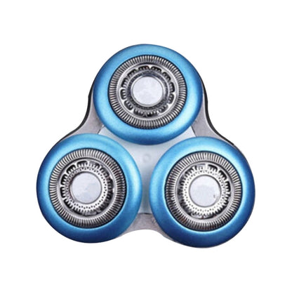 Blue triple shaver blade head with circular reticle inserts
