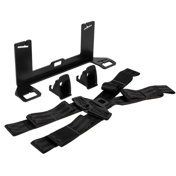 Black ISOFIX and LATCH child seat anchor interface kit with mounting brackets and straps