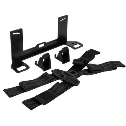 Black ISOFIX and LATCH child seat anchor interface kit with mounting brackets and straps