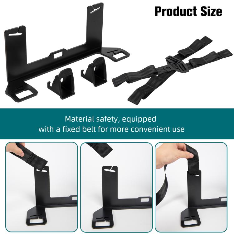 Black ISOFIX and LATCH mounting bracket set with adjustable webbing straps