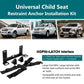 Universal child seat restraint anchor interface kit: metal bracket, plastic guides, strap set