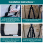 Installation step setup showing black mounting strap and bracket near car seat base