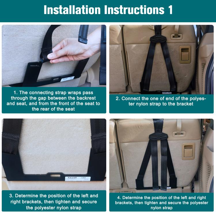Installation step setup showing black mounting strap and bracket near car seat base