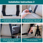 Installation step showing black straps and ISOFIX connector attached to car seat