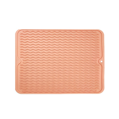 Wave-pattern thermal anti-slip mat with rounded corners, khaki pink color