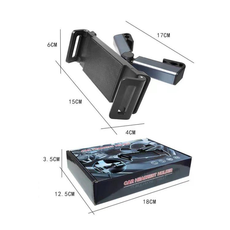Car rear headrest phone tablet bracket with rotatable cradle and side arms