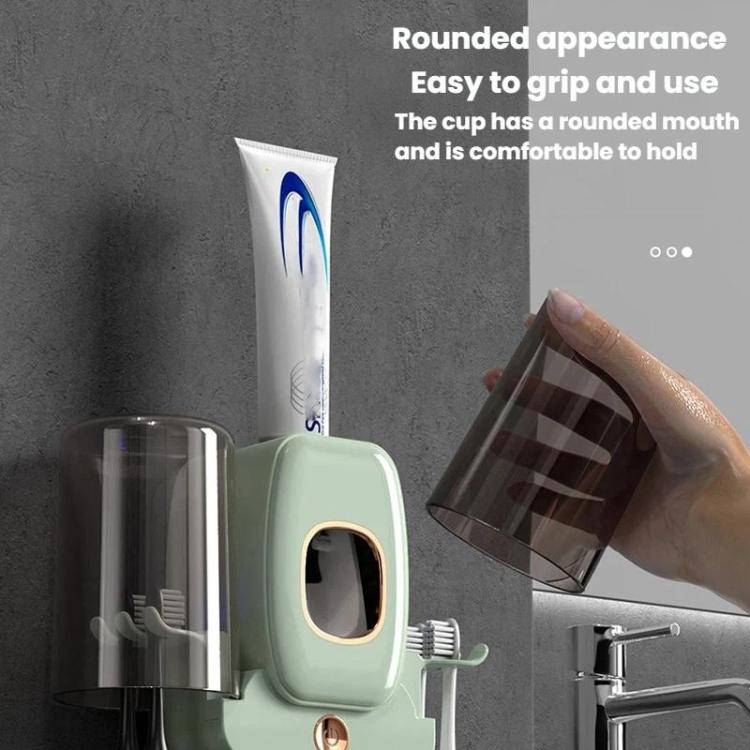 Wall-mounted UV sanitizer rack with mint holder and clear mouthwash cup